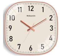 Mabpedo 10 Inch Wall Clock, Silent Non Ticking Wall Clocks Battery Operated, Square Analog Decorative Wall Clocks for Bedroom Living Room Office Home Gym Porch Decor Indoor Outdoor Clock, Rose Gold