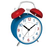 Mabpedo 11.5cm Analog Alarm Clock for Heavy Sleepers, Battery Operated Silent Non-Ticking Desk Clock, Loud Alarm Clocks for Bedrooms, Old School Retro Bedside Clocks for Adults Kids Seniors, Red Blue
