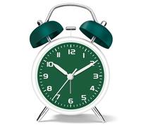 Mabpedo 11.5cm Loud Alarm Clock for Heavy Sleepers Adults - Metal Battery Operated Desk Clock with High Contrast Dial & Backlight Dual Bell, Analog Nightstand Bedside Alarm Clocks for Bedrooms, Green