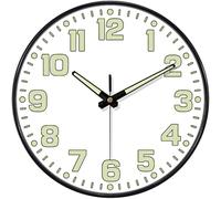 Mabpedo 12 Inch Silent Wall Clocks Battery Operated, Glow in the Dark Wall Clock with Easy Read Numbers Non-Ticking Tempered Glass Night Vision Clocks for Living Room Office Gym Bedroom, White