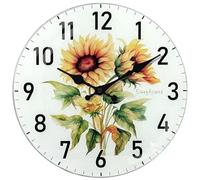 Mabpedo 30cm Rustic Sunflower Wall Clock Non-Ticking, Silent Analog Battery Clock with Sunflower Design Large Number Decorative Wall Clocks for Living Room Cozy Bedroom Study Rooms Office Hotel