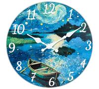 Mabpedo 30CM Silent Glass Wall Clock Non Ticking - Large Number Analog Battery Operated Clock with Cr oat Design Clocks for Living Room Bedroom Kitchen Office Hotel Classroom Bar Gallery Gym