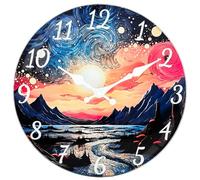 Mabpedo 30cm Starry Night Wall Clock - Thick Glass Wall Clocks Battery Operated with Large Numbers, Silent Non Ticking Analog Decorative Wall Clocks for Living Room Bedroom Office Bathroom Gym