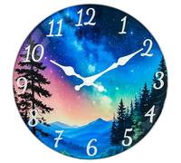 Mabpedo 30cm Wall Clocks Battery Operated, Premium Glass Silent Wall Clock, Unique Aurora Non Ticking Decorative Analog Clock for Bedroom Living Room Office Kitchen Gym Hotel Classroom Farmhouse