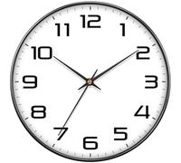 Mabpedo 8 Inch Modern Wall Clocks Battery Operated - Silent Non Ticking Quartz Analog Clock with Large Numbers, Easy to Read Digital Wall Clock for Bedroom, Living Room, Kitchen, Office, Gym, Black