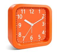 Mabpedo Analog Loud Alarm Clock for Heavy Sleepers, 4.5" Simple Battery Operated Alarm Clock with Modern Round Design, Silent Non-Ticking Small Bedside Clock for Bedroom Teens Seniors, College,Orange