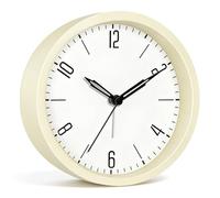 Mabpedo Battery Operated Loud Alarm Clock for Heavy Sleepers, 4.5" Modern Round Plastic Analog Desk Clock with Silent Movement Unique Dial & Numbers Design, Desk Bedside Clock for Teens Seniors,White