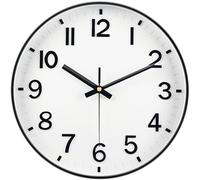 Mabpedo Black Wall Clock, 8 Inch Wall Clocks Battery Operated, Round Modern Non Ticking Silent Digital Analog Small Wall Clock for Bedroom Living Room Kitchen Office Gym Classroom Outdoor Clocks