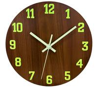 Mabpedo Glow in The Dark Wall Clock, 12 Inch Modern Silent Non Ticking Wall Clocks Battery Operated, Night Light Wall Clock for Living Room Decor, Wall Clocks Decorative for Kitchen Bedroom（Brown）