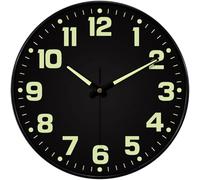 Mabpedo Glow in the Dark Wall Clock Non Ticking, 10 inch Silent Wall Clocks Battery Operated, Large Number Tempered Glass, Round Night Light Analog Clock for Bedroom Living Room Kitchen Office, Black