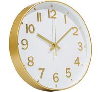Mabpedo Gold Wall Clock, 8 Inch Wall Clocks Battery Operated, Round Modern Non Ticking Silent Digital Analog Small Wall Clock for Bedroom Living Room Kitchen Office Gym Classroom Outdoor Clocks