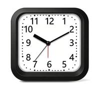Mabpedo Loud Alarm Clock for Heavy Sleepers, 4.5" Simple Square Analog Alarm Clocks with Silent Movement Battery Operated Easy-to-Read Dial, Plastic Small Desk Clock for Bedroom Teens Seniors, Black