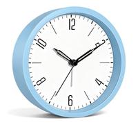 Mabpedo Loud Alarm Clock for Heavy Sleepers Adults, 4.5" Simple Alarm Clock Battery Operated with Unique Round Dial Silent Sweep Movement No Ticking, Small Desk Clock for Bedrooms Teens Seniors, Blue
