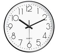 Mabpedo Modern Silent Wall Clock - 12 Inch Wall Clocks Battery Operated Large Number, Non-Ticking Analog Clock with Tempered Glass Quartz Clocks for Living Room Bedroom Office Kitchen, White Black