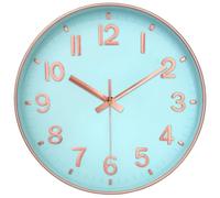 Mabpedo Modern Wall Clock, 10 Inch Digital Wall Clocks Battery Operated, Round Non Ticking Silent Analog Clock for Bedroom Living Room Kitchen Office Gym Classroom Decor,Blue Battery Clock