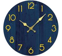 Mabpedo Wall Clock, Modern Wall Clocks Battery Operated, Silent Non Ticking Clock Decorative for Living Room, Office, Home, School 10 INCH (Navy Blue)