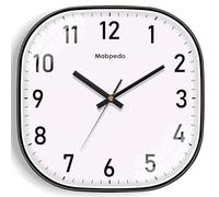 Mabpedo Wall Clocks Battery Operated, 12 Inch Silent Wall Clock, Non Ticking Square Analog Decorative Wall Clocks for Bedroom Living Room Office Home Gym Porch Decor Indoor Outdoor Clock, Black