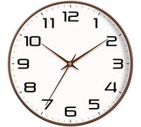 Mabpedo Woodgrain Wall Clocks Battery Operated 12 Inch, Large Easy-to-Read Silent Digital Wall Clock, Non Ticking Modern Vintage Analog Clock for Bedroom Living Room Bathroom Kitchen Office Gym,Brown