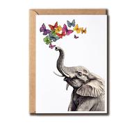 MABSDesigns Elephant With Butterflies Card - Elephant Birthday Card - Animal Lover - Gift For Family Friend - Gift For Any Occasion - Thank You