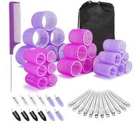 Mabufun 50 PCS Hair Rollers With Clips For Long Hair Curlers Rollers Jumbo Hair Rollers Self Grip Hair Roller Set 22 Stainless Steel Clips And A Storage Bag