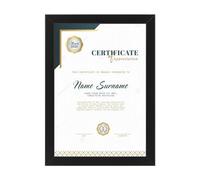 MAC A4 Frame 1 Pack Poster Frame & Document Frame, Wood Picture Frame, Art Poster Frame, Certificate Frame for Wall Mount or Table Top Display For Home Family Office Décor, 21x30cm (Black)