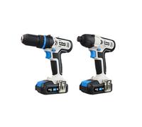 Mac Allister Solo 18V Li-Ion Ext Cordless Combi Drill & Impact Driver (2 X 2Ah) Mcd18-Li-2 / Mid18-Li