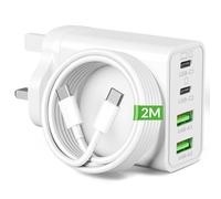 Mac Book Charger, 65W USB C Plug for MacBook Neo/Air/Pro 16 15 14 13 inch | 4-Port GaN PD/PPS Super Fast Power Adapter Laptop Charger + 60W 2M Type C Cable for iPad, iPhone 17/16/15, Samsung S25 S26