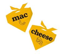 Mac & Cheese Matching Dog Bandanas| 100% Cotton Adjustable Triangle | Made in USA | Halloween Costume | Funny |Best Friends | Food Theme |2 Pack | Gold, One Size (1388, 1389)