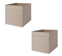 MAC Drona Storage Box 33x38x33 cm Office/home Storage Box Perfect for Everything. Foldable Storage Organizer Boxes for Shelving Unit Bedroom, Wardrobe, and Toys, Children, (2 Pack, Dotted/beige)