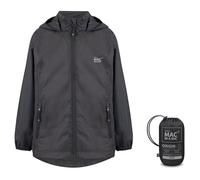 Mac in a Sac - Mini Origin II - Packable Waterproof Jacket for Boys & Girls - Lightweight and Breathable Raincoat that Packs into its own Bag - Jet Black - 8-10 Years
