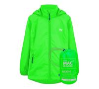 Mac in a Sac - Mini Origin II - Packable Waterproof Jacket for Boys & Girls - Lightweight and Breathable Raincoat that Packs into its own Bag - Green Neon with Tonal Zip - 11-13 years