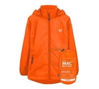Mac in a Sac - Mini Origin II - Packable Waterproof Jacket for Boys & Girls - Lightweight and Breathable Raincoat that Packs into its own Bag - Orange Neon with Tonal Zip - 8-10 Years