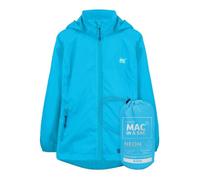 Mac in a Sac - Mini Origin II - Packable Waterproof Jacket for Boys & Girls - Lightweight and Breathable Raincoat that Packs into its own Bag - Blue Neon with Tonal Zip - 8-10 Years