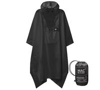Mac in a Sac Poncho - Packable Waterproof Cape for Men & Women - Lightweight, Windproof & Breathable Rain Jacket with Hood & Cycle Wrist Straps - Black