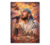 Mac Miller Art Styled Signed Poster Print - Limited Edition Autograph Fan Gift, Collectible Memorabilia Wall Art Merchandise - Balloonerism & Swimming (A4 Unframed)