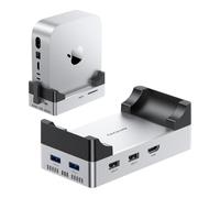 Mac mini M4 Dock, 10Gbps 8TB NVMe M.2 SSD Enclosure, HDMI 4K@60Hz, 2×USB-A 3.1, 2×USB-A 2.0, SD/TF Card Reader, PD30W, Wi-Fi Signal Friendly, USB Hub with Cooling Fan for Mac mini M4&M4 Pro