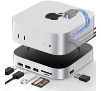 Mac mini M4 Dock, 9 +1 in 1 Mac mini M4 Hub, SSD & Host Dual Ports with 20 Gbps Station with 6xUSB A, SD/TF Card Reader with 2280 NVMe SSD for M4, M4 Pro