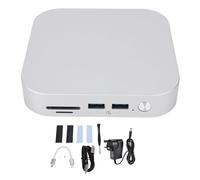 Mac Mini M4 Dock & Hub with Dual M.2 SSD Enclosure - Aluminum Alloy Stand for Mac Mini M4/M4 Pro 2024 | 10Gbps USB-A X3 | SD/TF Card Readers | PCIE 4.0 Support | Plug & Play (UK Plugs)