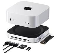 Mac mini M4 Dock, Mac mini M4 Pro Hub Stand with NVMe M.2 SSD Enclosure, 6 USB A 3.2 10Gbps, USB C Data Port, 3.0 TF SD Card Reader for Mac mini M4 Accessories Docking Station Mac mini Adapter Silver