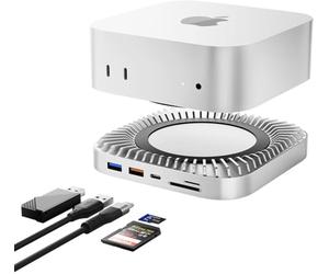 Mac Mini M4 Dock, USB C Hub Aluminum Mac Mini Stand and HDMI Hub for M4 and Pro 2024 with M.2 NVMe/SATA SSD Enclosure, 4K60Hz HDMI,10G USB A/C, 5G USB A*2, Charge, SD/TF, Audio