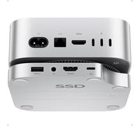 Mac mini M6, M5 Pro, M4/ M4 Pro Hub & Dock with HDMI 4K & 8TB M.2 SSD Case | PULWTOP Aluminum USB C Hub Stand for Mac mini M5, M4 Mac mini Accessories with 3 USB A, SD/TF, Audio, No wifi issues