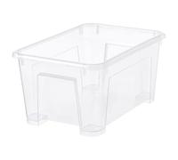 MAC Small Storage Box, boxes with lids Transparent, with snap closure, stackable, living room, bedroom, garage, 45 litre storage boxes with lids (28x19x14 cm)