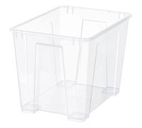 MAC Small Storage Box, Transparent,with snap closure, stackable, living room, bedroom, garage (39x28x28 cm)
