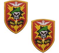 Mac SOG Vietnam Skull Logo Emblem Embroidered Badge Fastener Hook & Loop Patch Sew-on Patches 3.54 x2.48 inch Sized 2PCS