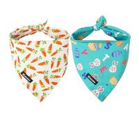 Maca Bates 2 Pack Easter Corrot Dog Bandana Bunny Rabbit Egg Esater's Gift Dogs Scarf Green and White Soft Puppy Bandanas Pet Kershief for Male Female Small Medium Large Girl Boy Pets