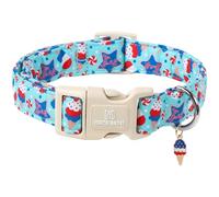 Maca Bates 4th of July Basic Dog Collar with Icecream Charm American Flag Patriotic 4 of 7 Pattern,Extra Large for Boy Girl,Adjustable Durable Blue Independence Day Gift for Male Female Puppy
