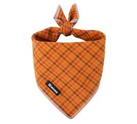 MACA Bates Pumpkin Checkered Dog Bandana Gingham Orange Triangle for Large Girl BoyDogs Scarf Handkerchief Soft Cotton Cute Adjustable Puppy Bandanas Gift for Male Female Pet