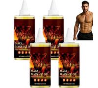 Maca Massage Oil for Couples, Intimate Body Oil for Men and Women, Warming Sensation Relaxing Formula, Lightweight Non Greasy Massage Oil for Full Body and Romantic Moments, 100ml (4pcs)