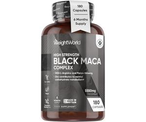 Maca Root Capsules 5550mg - 180 Capsules - 6 Months Supply - Black & Yellow Maca with L-Arginine & Panax Ginseng - Zinc Contributes to Normal Fertility & Reproduction (EFSA) - for Men & Women