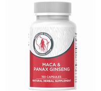 Maca Root Capsules + Korean Panax Ginseng - Concentrated Extract Black + Red + Yellow Maca Root, Panax Ginseng Capsules 150 ct